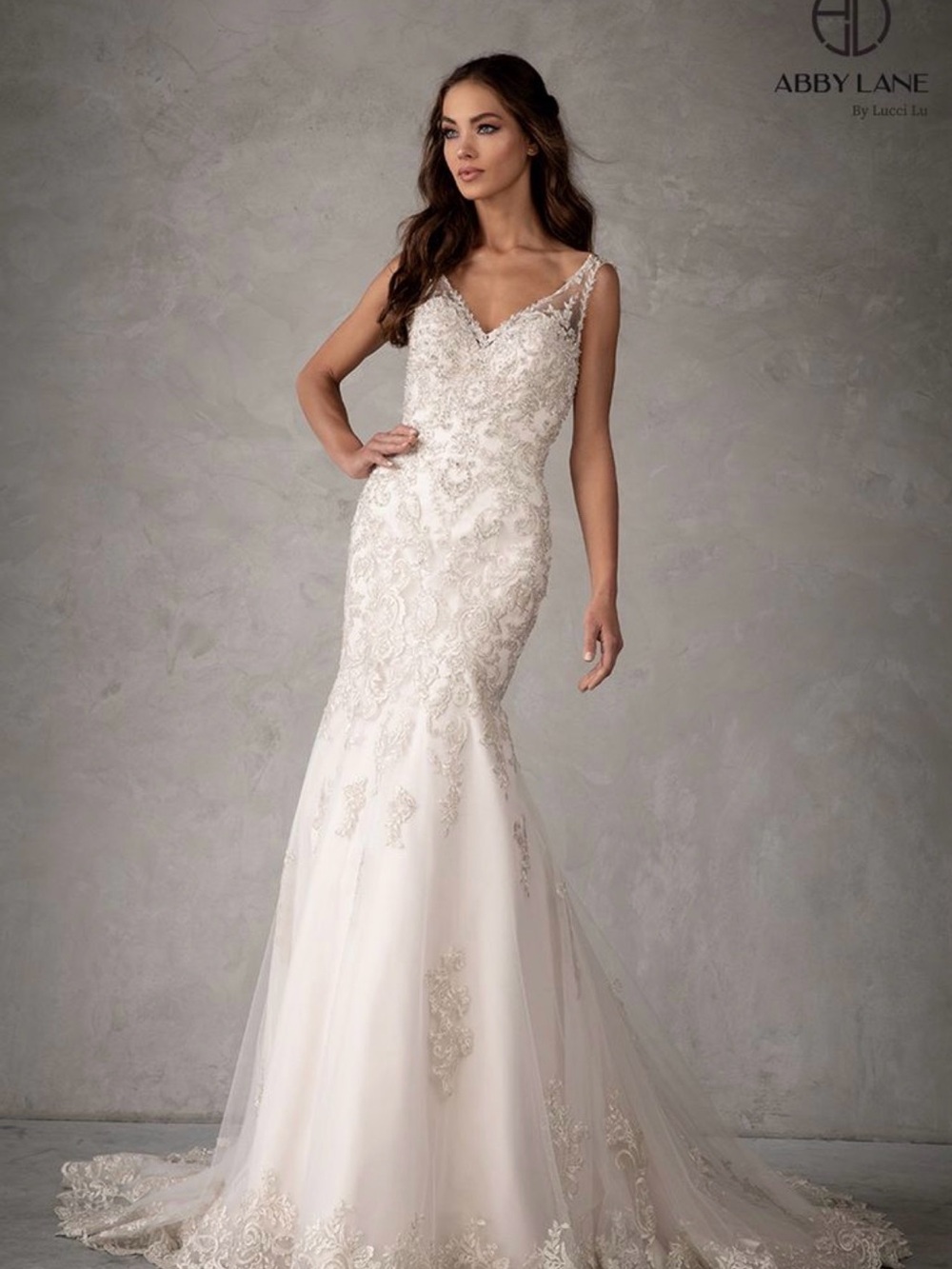 Ivory-Blush Lace Mermaid Wedding Dress